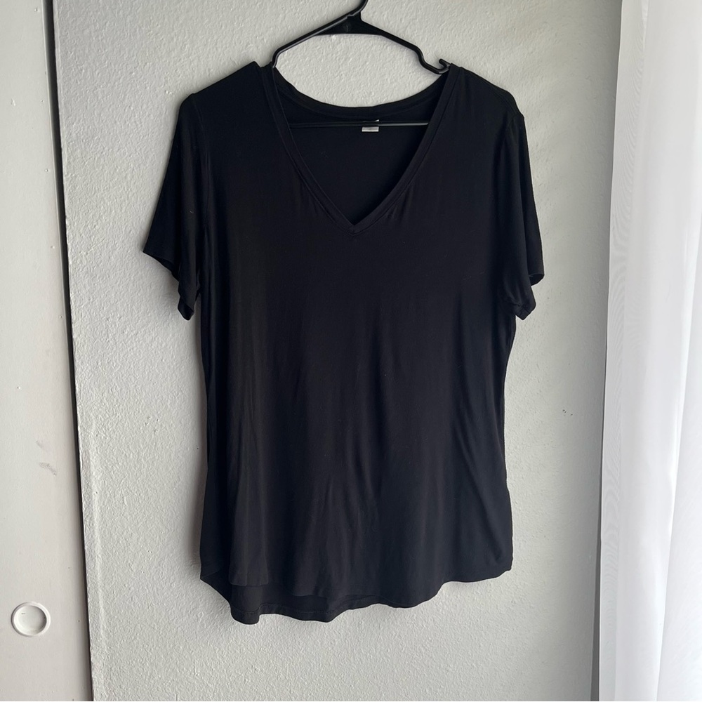 Black V-Neck Women's Top
